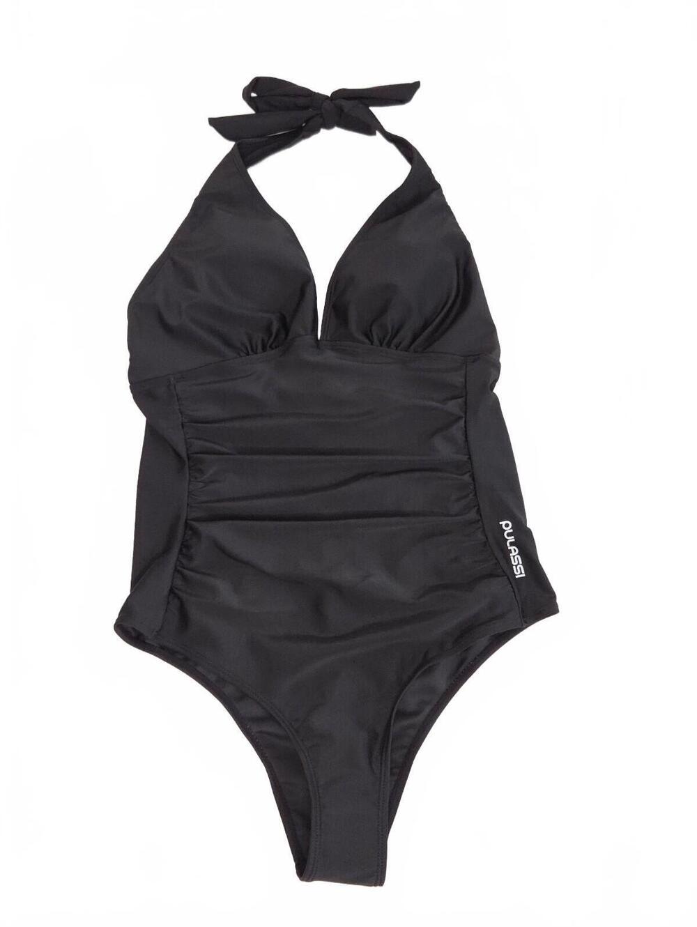 Pulassi Women's Black Halter One-Piece Swimsuit Size M